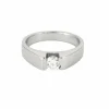 Bague Solitaire Style Chevalière Or Blanc Diamant