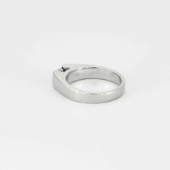 Bague Solitaire Style Chevalière Or Blanc Diamant