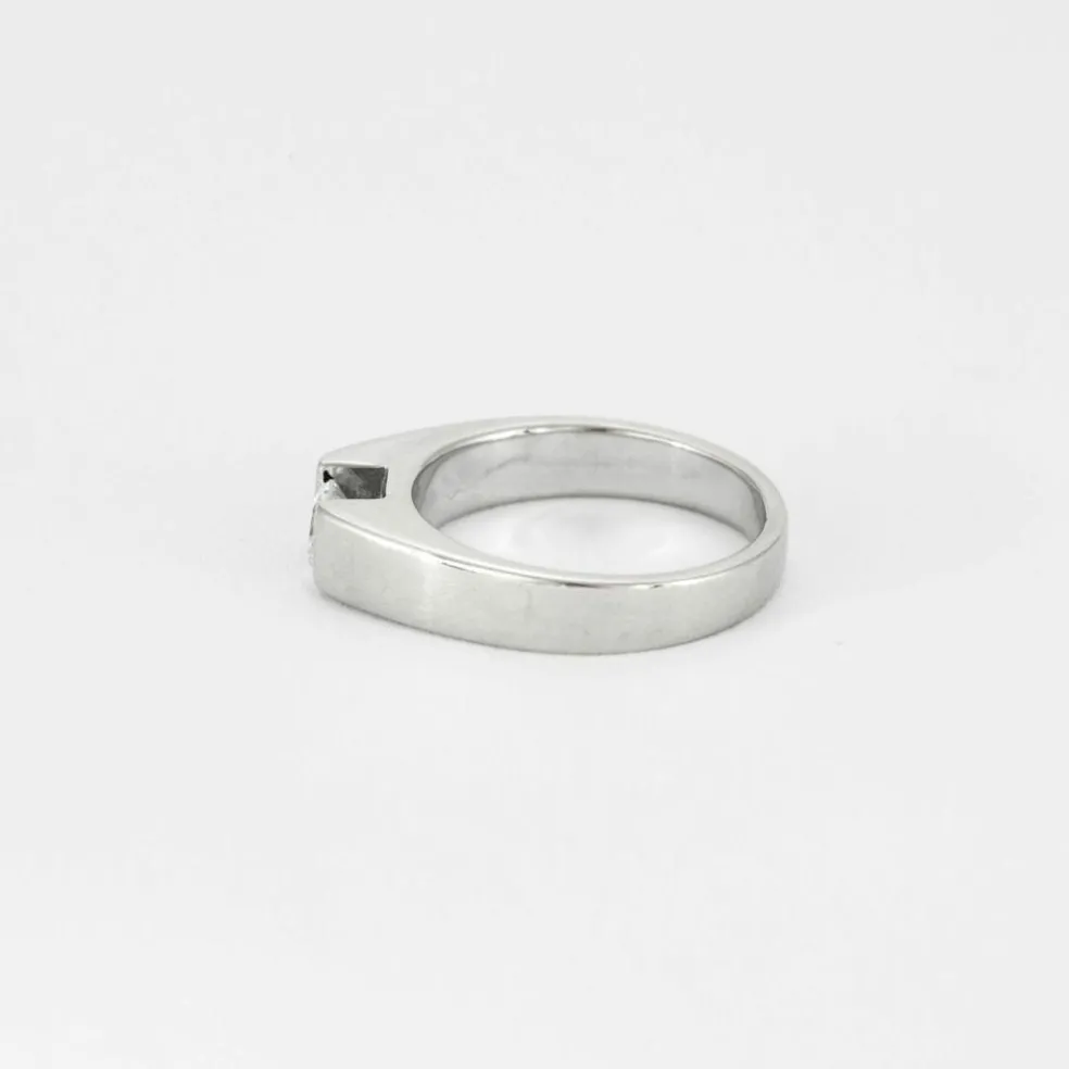Bague Solitaire Style Chevalière Or Blanc Diamant