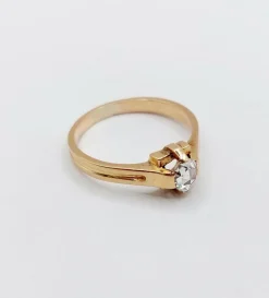 Bague solitaire victorienne or rose diamant poire