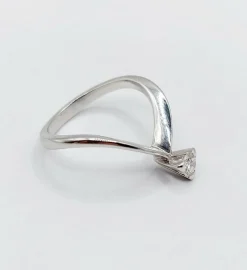 Bague solitaire vintage or blanc diamant taille brillant 0,20 carat