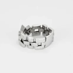 Bague souple, or blanc et diamants