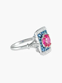 Bague Spinelle Saphirs Diamants