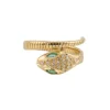 Bague spirale serpent en or jaune avec émeraudes et diamants
