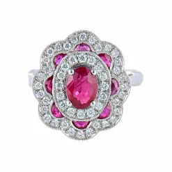 Bague Style 1900 Rubis Diamants
