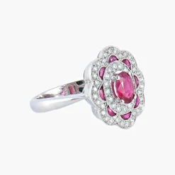Bague Style 1900 Rubis Diamants
