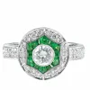 Bague style Art Déco diamants et tsavorites