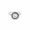 Bague Style Art Déco Diamants Saphirs Or Gris