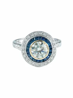 Bague style Art Déco diamants et saphirs