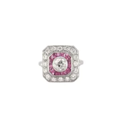 Bague style Art Déco Diamants et Rubis