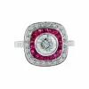Bague style Art Déco diamants et Rubis