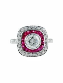 Bague style Art Déco diamants et Rubis