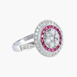 Bague style Art Déco Diamants et Rubis