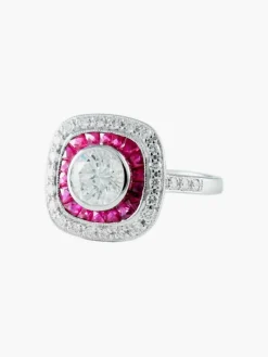 Bague style Art Déco diamants et Rubis