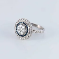 Bague Style Art Déco Diamants Saphirs