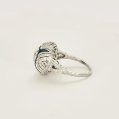 Bague style Art Déco diamants saphirs