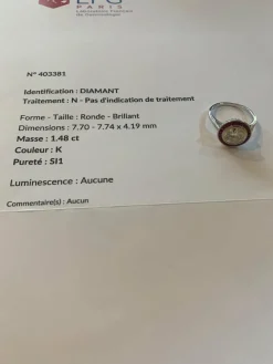 Bague Style Art Déco Diamants Rubis Or Gris (Certificat)