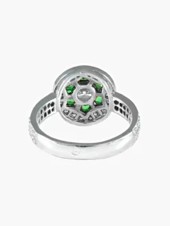 Bague style Art Déco diamants et tsavorites