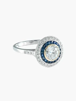 Bague style Art Déco diamants et saphirs