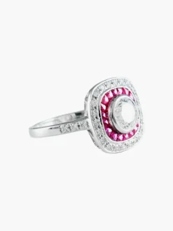 Bague style Art Déco diamants et Rubis
