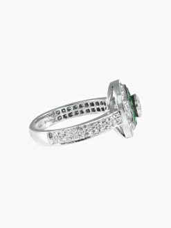 Bague style Art Déco diamants et tsavorites
