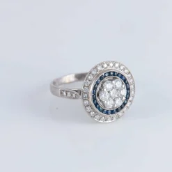 Bague Style Art Déco Diamants Saphirs