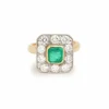 Bague Style Art Déco Emeraude Colombienne, Diamants
