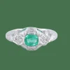 Bague style Art Déco Emeraudes Diamants