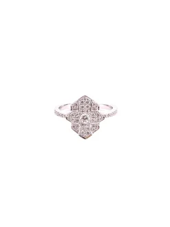 Bague style art déco en or blanc 18 carats et diamants