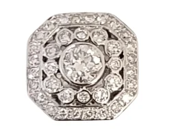 Bague Style Art Déco Octogonale Diamants Or Blanc
