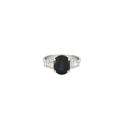 Bague style Art Déco Or blanc Saphir Diamants