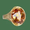 Bague style Art Déco or rose citrine