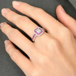 Bague style Art Déco Rubis Diamants