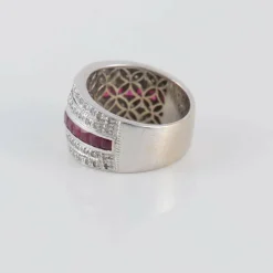 Bague style Art Déco Rubis Diamants