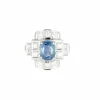 Bague style Art Déco saphir de Ceylan diamants