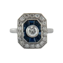 Bague style Art Déco Saphirs Diamants