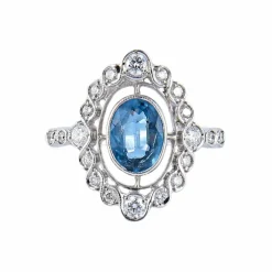 Bague style art déco Saphir Diamants