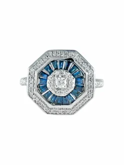 Bague style art déco saphirs et diamants