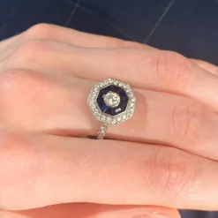 Bague style Art Déco Saphirs Diamants