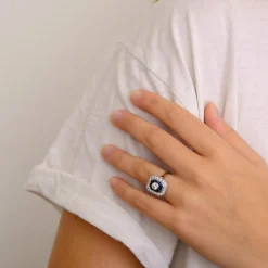Bague style Art Déco Saphirs Diamants