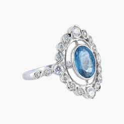 Bague style art déco Saphir Diamants