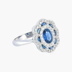 Bague style Art Déco Saphirs Diamants