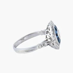 Bague style Art Déco Saphirs Diamants