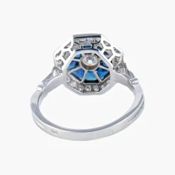 Bague style Art Déco Saphirs Diamants