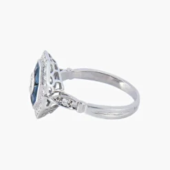 Bague style Art Déco Saphirs Diamants