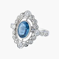 Bague style art déco Saphir Diamants