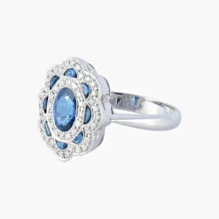 Bague style Art Déco Saphirs Diamants