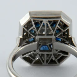 Bague style Art Déco Saphirs Diamants