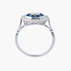 Bague style Art Déco Saphirs Diamants