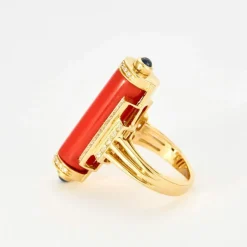 BAGUE STYLE ART DECO CORAIL DIAMANTS